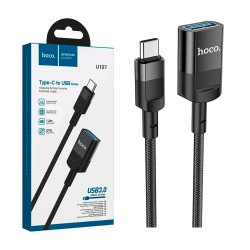 Hoco Charging Extension Cable U107 Type-C Male to USB3.0 Female 3A 1.2m Black Hoco Charging Extension Cable U107 Type-C Male to USB3.0 Female 3A 1.2m Black